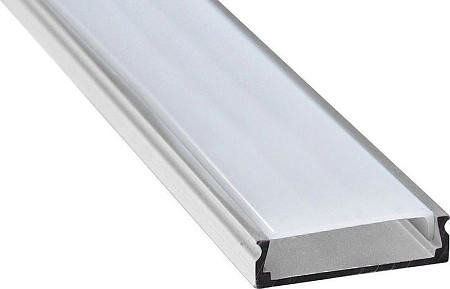 Профиль для LED-ленты накладной 2000х24х6 серебро (2 заглушки, экран, 4 крепежа) CAB263 10277