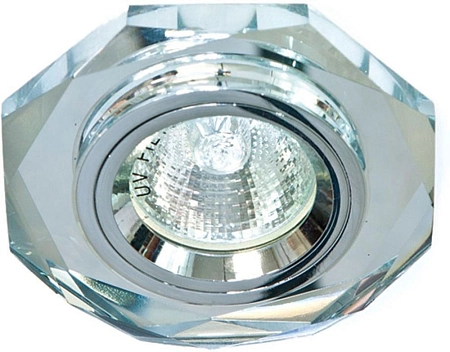 Светильник точечн. (непов.) 8020-2 12/220V 50W GU5.3 серебро/стекло/кристал (d60) IP20 19701