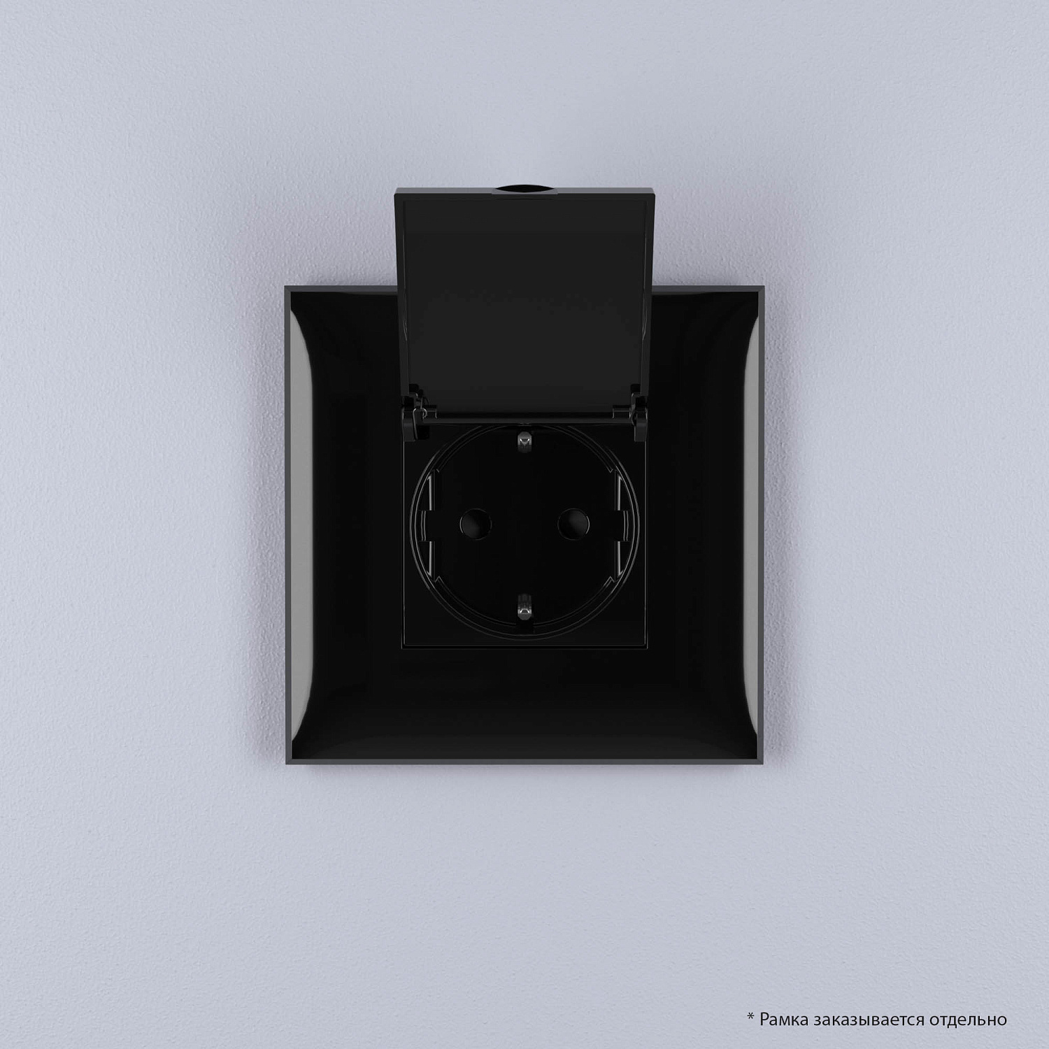 Розетка с крышкой в стену, 2P E, "Avanti", "Черный квадрат" 4402013 в каталоге ЮгКабель