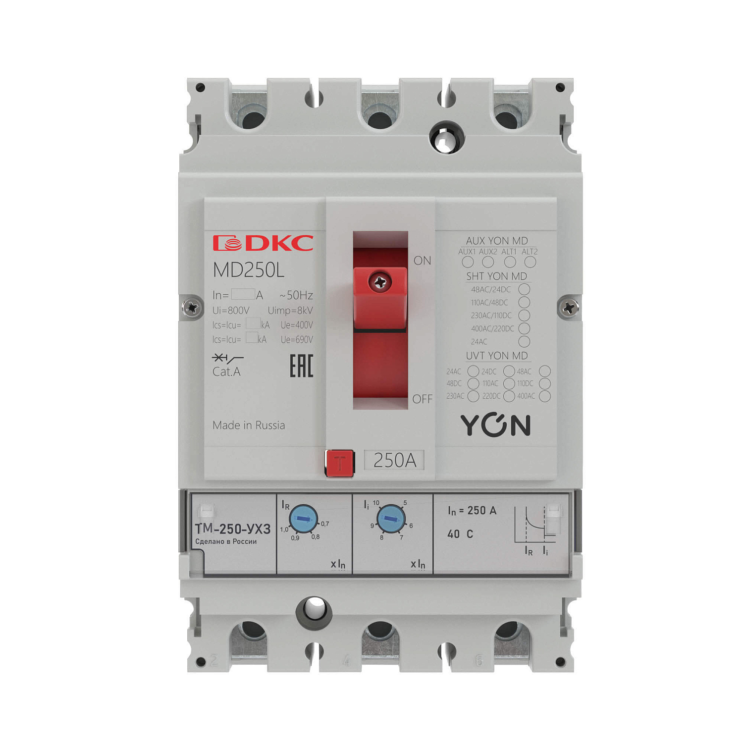 Авт. выкл. YON MD250F-TM063 3P 63А 50kA Ir 0.7…1xIn MD250F-TM063 в каталоге ЮгКабель