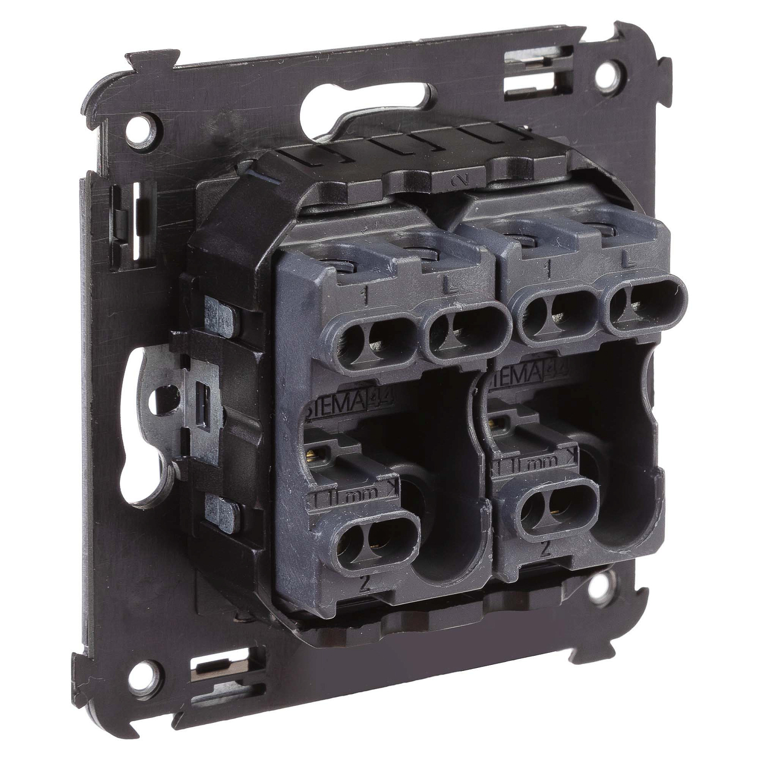 Переключатель двухклавишный в стену, "Avanti", "Черный квадрат" 4402114 в каталоге ЮгКабель