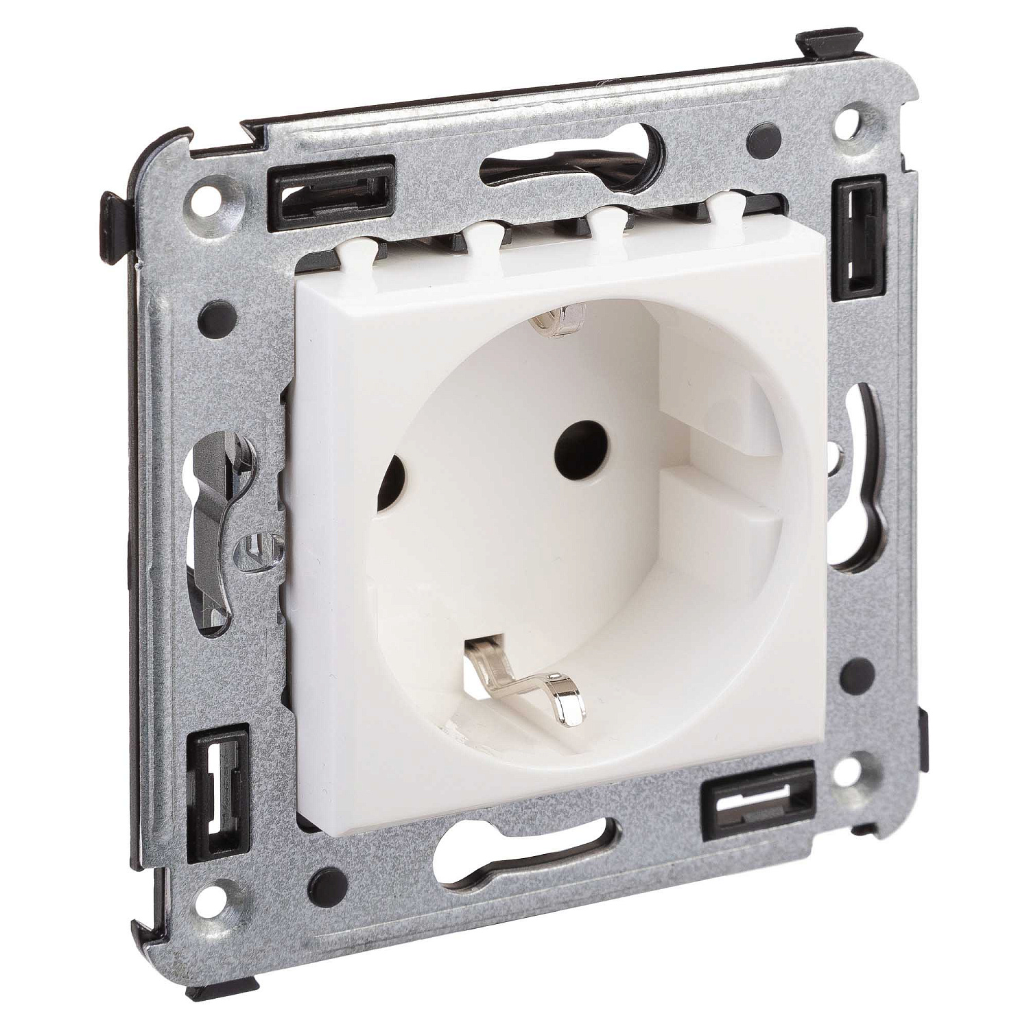 Розетка в стену, 2P E, с з/ш, "Avanti", "Белое облако" 4400003 в каталоге ЮгКабель