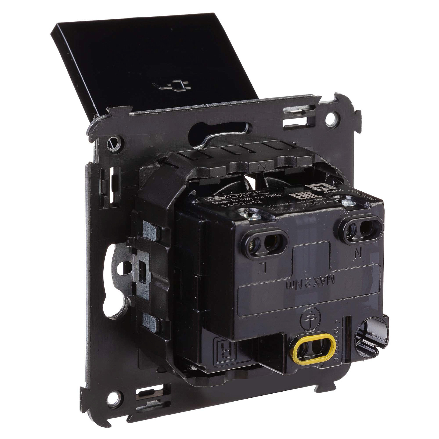 Розетка с крышкой в стену, 2P E, "Avanti", "Черный квадрат" 4402013 в каталоге ЮгКабель