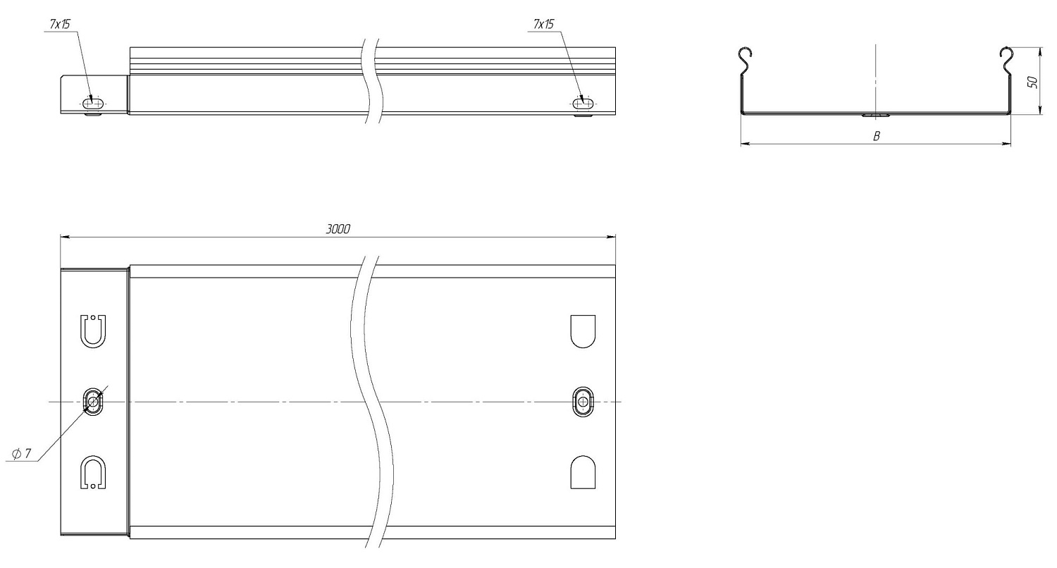 Лоток метал. без перф. 100х50х3000 0,55мм (6м) EKF L5010000-0,55 в каталоге ЮгКабель