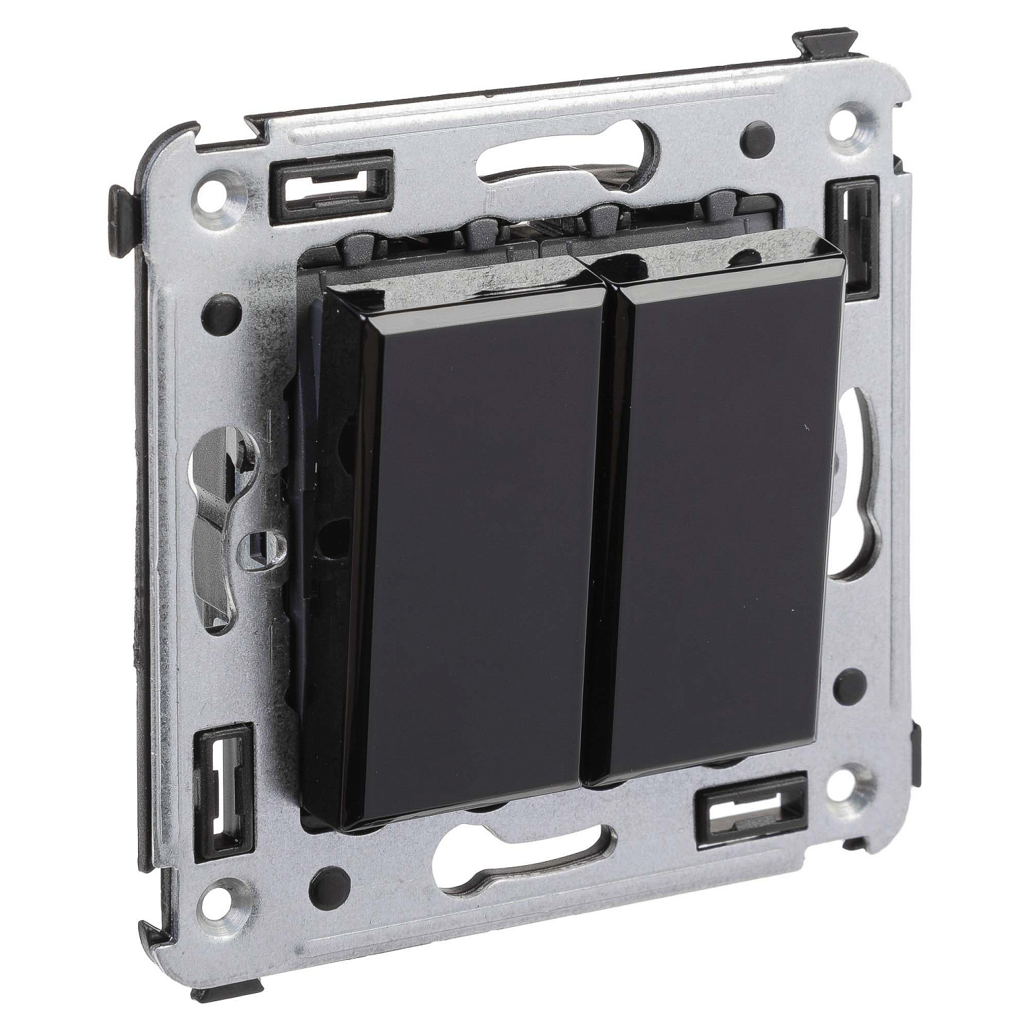 Переключатель двухклавишный в стену, "Avanti", "Черный квадрат" 4402114 в каталоге ЮгКабель