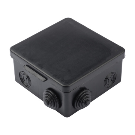 Коробка монтажная ОП 100х100х50 с 8 вводами IP54 (черная) plc-kmr-030-014-b