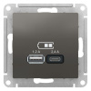 Розетка СП 2USB A С 5В/2.4А 2х5В/1.2А механизм СТАЛЬ ATN000939 Розетка СП 2USB A С 5В/2.4А 2х5В/1.2А механизм СТАЛЬ ATN000939