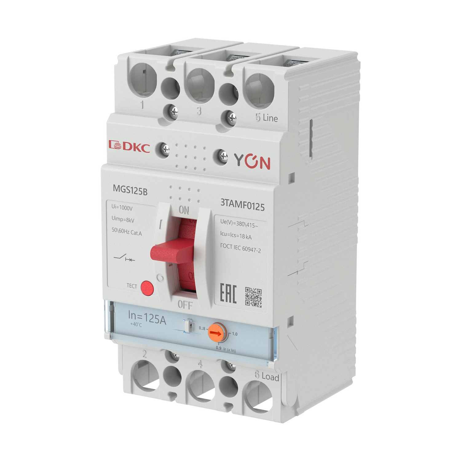 Авт. выкл. YON MGS125 3P 100-125A 18kA MGS125B-3TAMF0125 в каталоге ЮгКабель