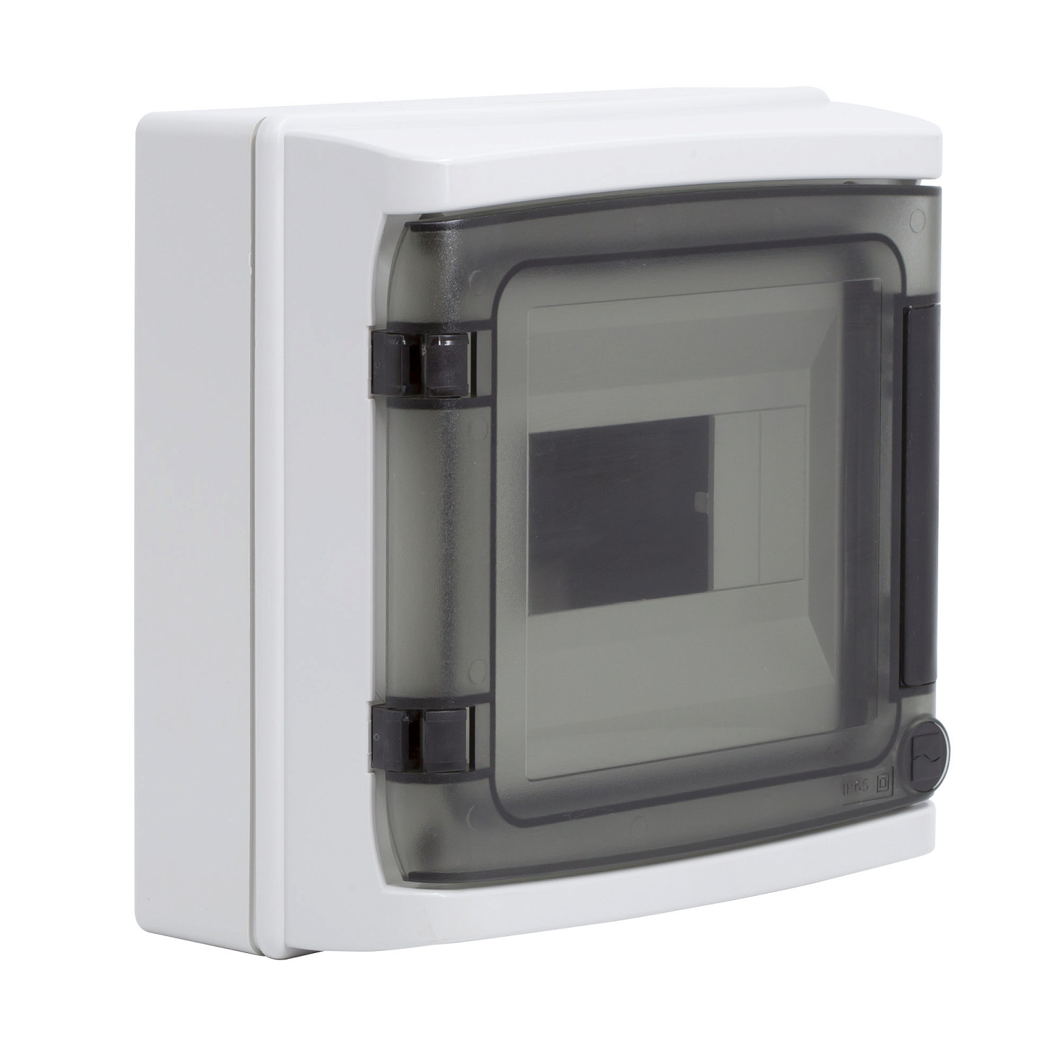 Щит настен.   8 мод. (215х210х100) IP65 серый, с клеммным блоком 63А, с дверцей, RAMbase RB08W6TGD в каталоге ЮгКабель