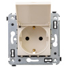 Розетка с крышкой в стену, 2P E, с з/ш, "Avanti", "Ванильная дымка" 4405013