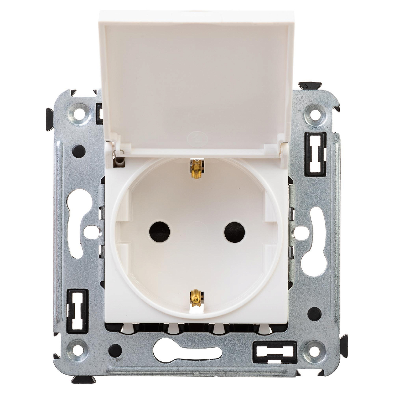 Розетка с крышкой в стену, 2P E, с з/ш, "Avanti", "Белое облако" 4400013 в каталоге ЮгКабель