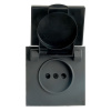 Розетка СП 1-м без з/к с крышкой с шторк. механизм IP42 (черный уголь) soft touch Эмили RST16-5113-0 49852