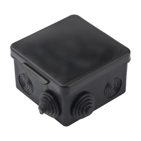 Коробка монтажная ОП 80х80х50 с 7 вводами IP54 (черная) plc-kmr-030-031-b