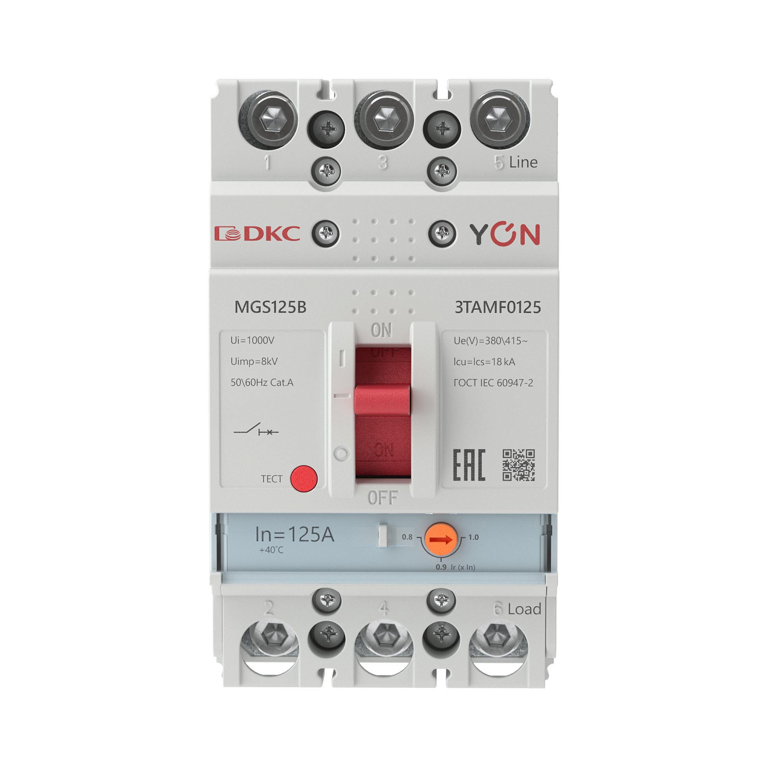 Авт. выкл. YON MGS125 3P 100-125A 18kA MGS125B-3TAMF0125 в каталоге ЮгКабель