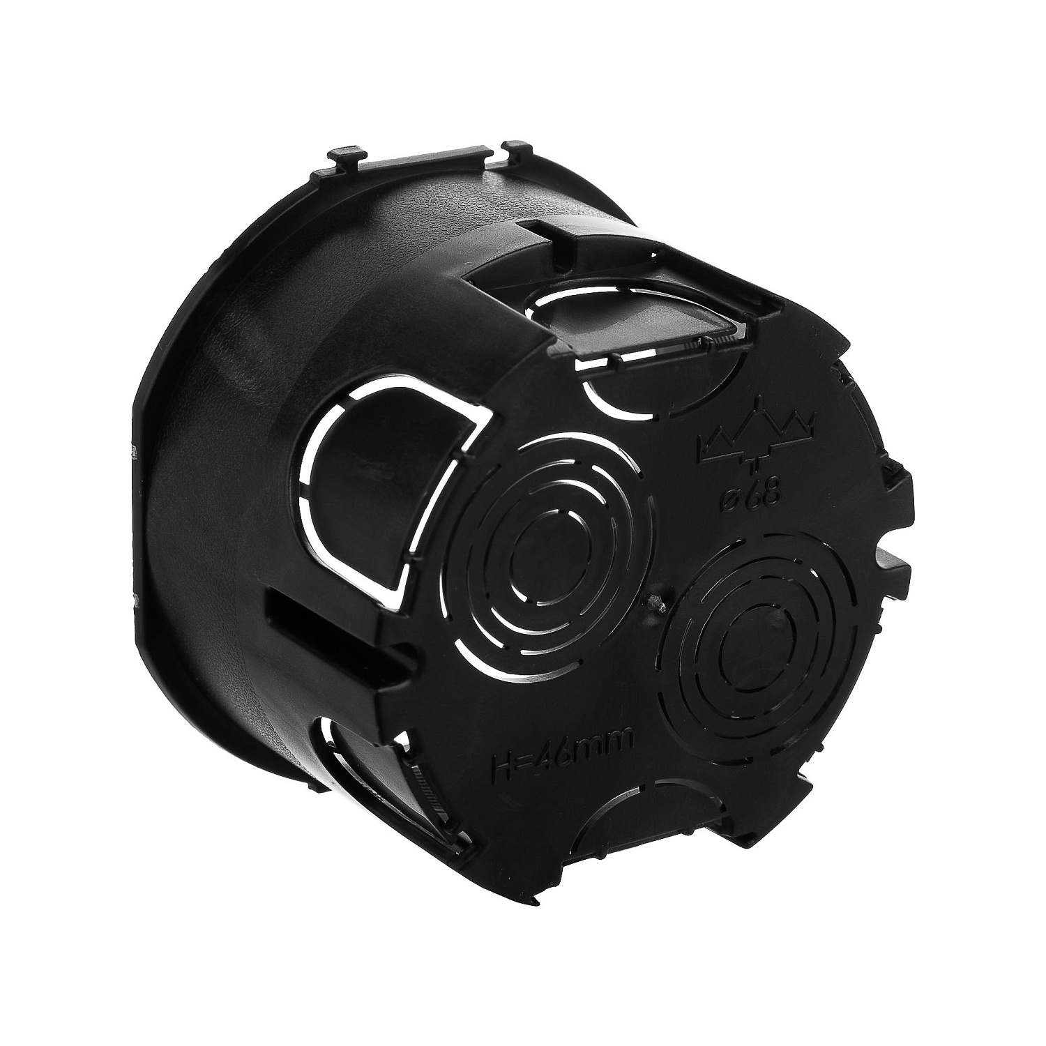 Подрозеточная коробка для сплошных стен, черная, под 2 модуля 59301 в каталоге ЮгКабель