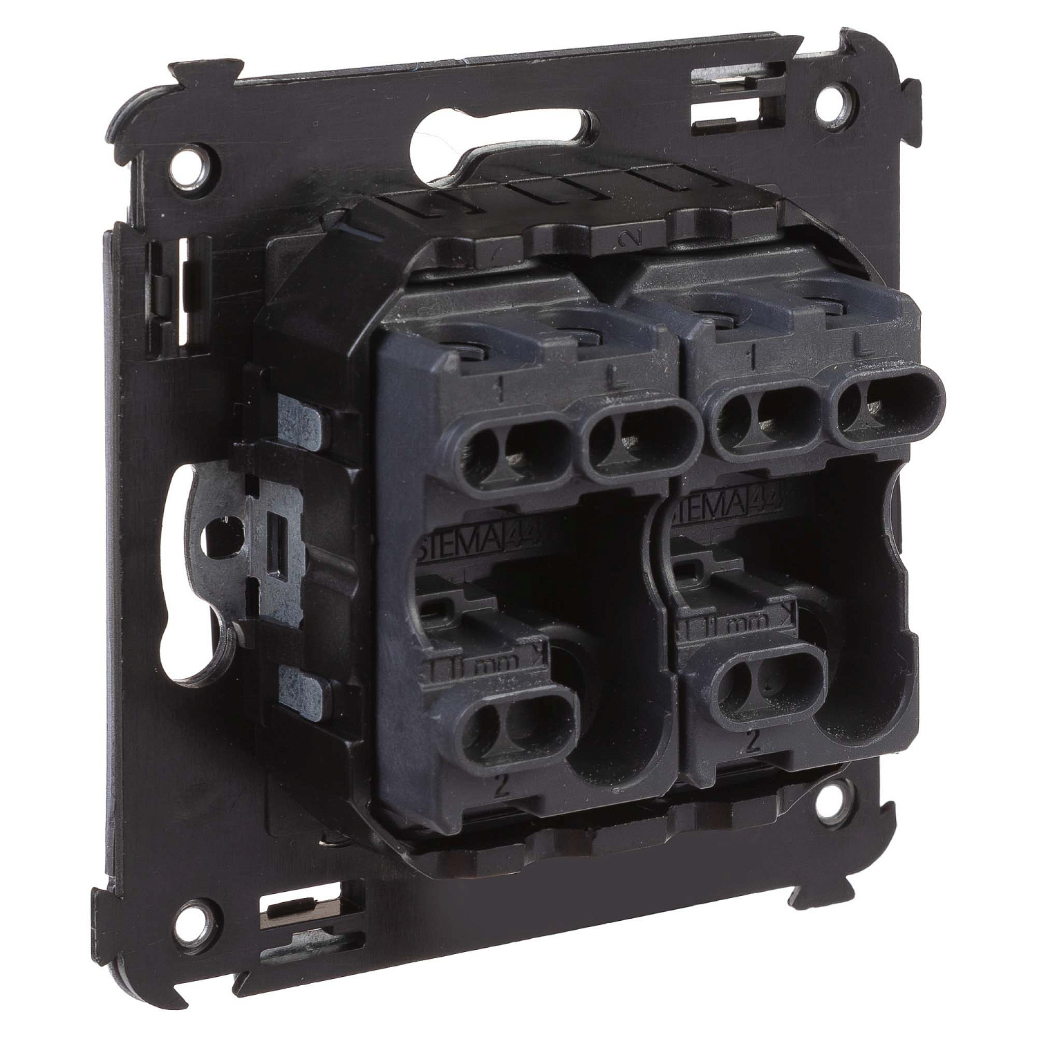 Выключатель двухклавишный в стену, "Avanti", "Черный квадрат" 4402104 в каталоге ЮгКабель