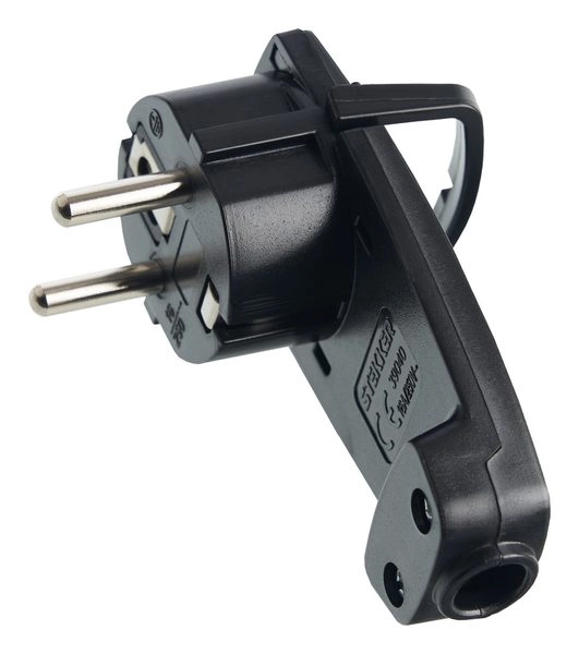 Вилка с з/к 16A черный (угловая) плоская с кольцом PPG16-45-202 39040 в каталоге ЮгКабель