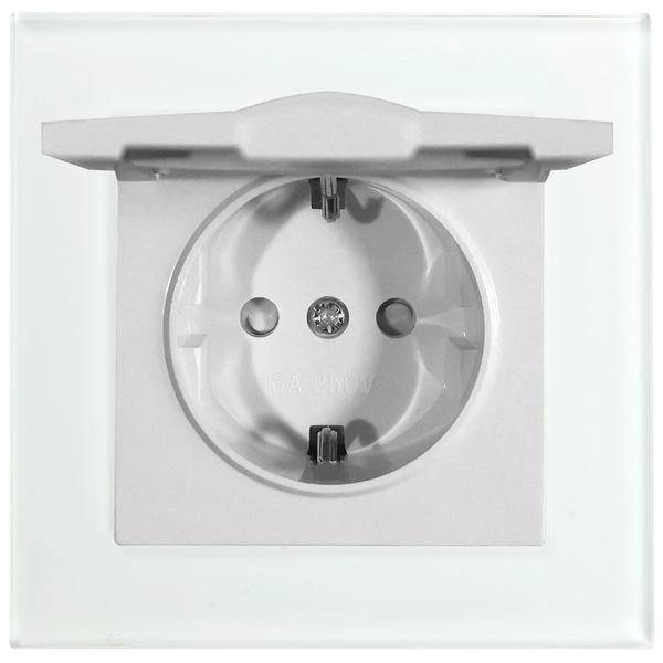 Розетка электрическая 1-местная с крышкой с/з с штор, серия Катрин, GLS16-7012-01, белый в сборе  39245 в каталоге ЮгКабель