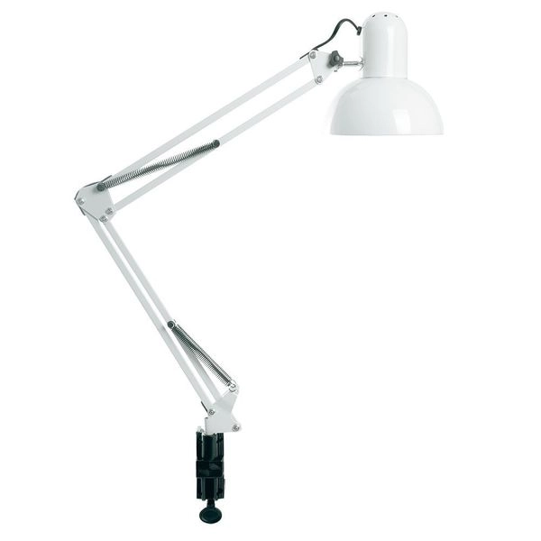 Светильник настольный под лампу E27, max 60W, 230V на струбцине, белый DE1430 24232 в каталоге ЮгКабель