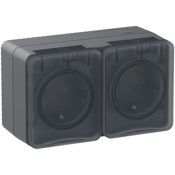 Розетка 2-м ОП 16А IP54 250В с заземл. защ. шторки антрацит Profi54 ATN544026 в каталоге ЮгКабель