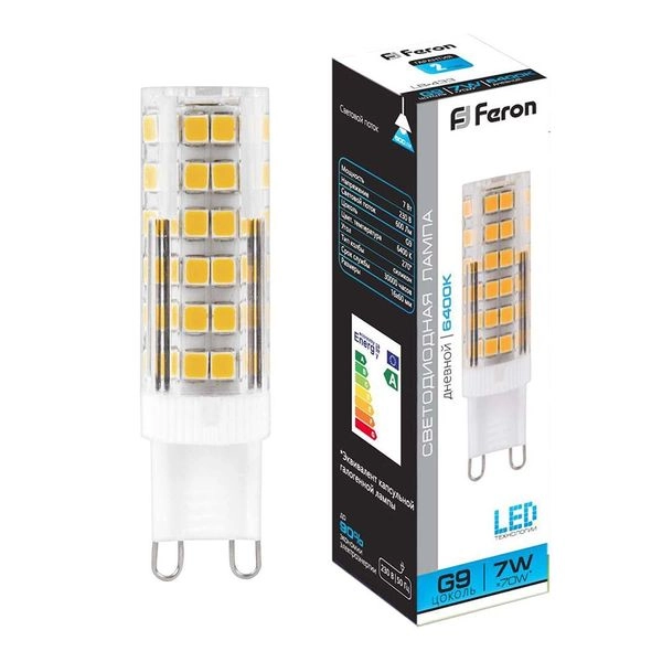 Лампа светодиод. LED  7W 6400К 600Лм G9 30т.ч.220V (60х16) (аналог 70W) LB-433 25768 Лампа светодиод. LED  7W 6400К 600Лм G9 30т.ч.220V (60х16) (аналог 70W) LB-433 25768 в каталоге ЮгКабель