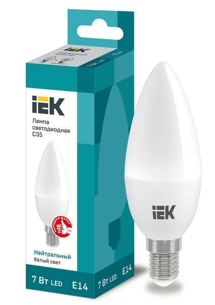 Лампа светодиод. LED   7W 4000К 630Лм Е14 30т.ч. C35 (112х37) (аналог 60W) ECO свеча LLE-C35-7-230-40-E14 Лампа светодиод. LED   7W 4000К 630Лм Е14 30т.ч. C35 (112х37) (аналог 60W) ECO свеча LLE-C35-7-230-40-E14 в каталоге ЮгКабель