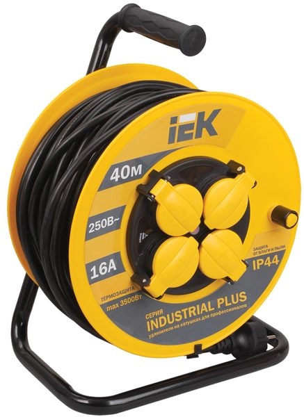 Удлинитель силовой 40 м, 4-х местн., катушка с з/м, 3х1,5мм2 IP44 "Industrial plus" WKP15-16-04-40-44 Удлинитель силовой 40 м, 4-х местн., катушка с з/м, 3х1,5мм2 IP44 "Industrial plus" WKP15-16-04-40-44 в каталоге ЮгКабель