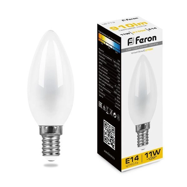 Лампа светодиод. филамент. LED 11W 2700К 910Лм Е14 30т.ч. C35 (100х35)(аналог 100W) свеча мат LB-713 38005 Лампа светодиод. филамент. LED 11W 2700К 910Лм Е14 30т.ч. C35 (100х35)(аналог 100W) свеча мат LB-713 38005 в каталоге ЮгКабель