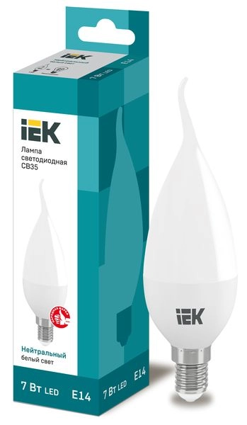 Лампа светодиод. LED   7W 4000К 600Лм Е14 30т.ч. CB35 (137х37) (аналог 70W) ECO свеча на ветру LLE-CB35-7-230-40-E14 Лампа светодиод. LED   7W 4000К 600Лм Е14 30т.ч. CB35 (137х37) (аналог 70W) ECO свеча на ветру LLE-CB35-7-230-40-E14 в каталоге ЮгКабель