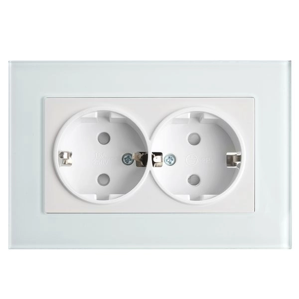 Розетка электрическая 2-местная с/з с штор, серия Катрин, GLS16-7014-01, белый в сборе  39169 в каталоге ЮгКабель