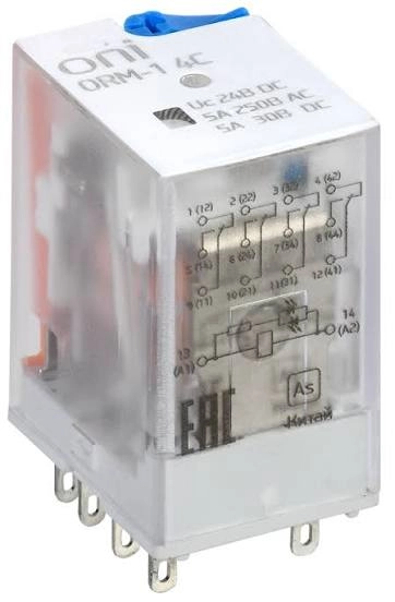 Реле интерфейсное ORM-1 2C 24В DC со светодиодом и тестовой кнопкой ONI ORM-1-2C-DC24V-L-B в каталоге ЮгКабель