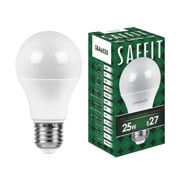 Лампа светодиод. LED 25W 6400К 2150Лм Е27 30т.ч. А65 (135х65) (аналог 230W) SBA6525 55089 Лампа светодиод. LED 25W 6400К 2150Лм Е27 30т.ч. А65 (135х65) (аналог 230W) SBA6525 55089 в каталоге ЮгКабель