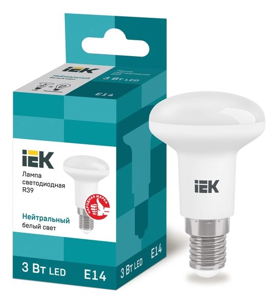 Лампа светодиод. LED  3W 4000К 270Лм Е14 30т.ч. R39 (68х39) (аналог 25W) ECO LLE-R39-3-230-40-E14 Лампа светодиод. LED  3W 4000К 270Лм Е14 30т.ч. R39 (68х39) (аналог 25W) ECO LLE-R39-3-230-40-E14 в каталоге ЮгКабель