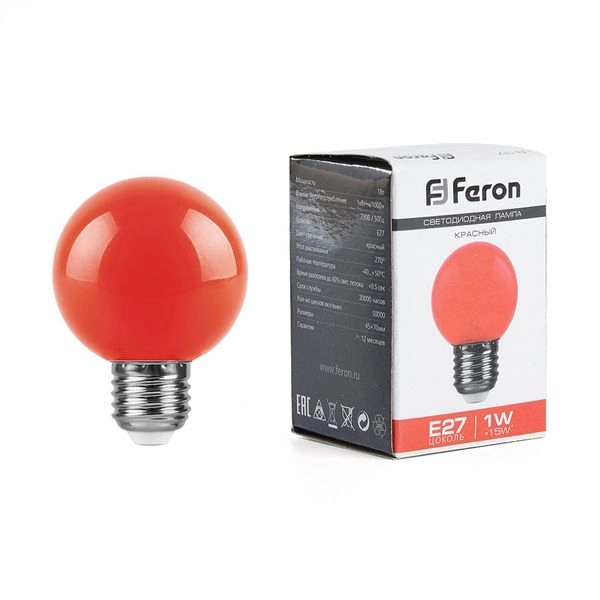 Лампа светодиод. LED   1W 220В Е27 G45 (70х45) матовый шар (красный) (для гирлянд) LB-37 25116 Лампа светодиод. LED   1W 220В Е27 G45 (70х45) матовый шар (красный) (для гирлянд) LB-37 25116 в каталоге ЮгКабель
