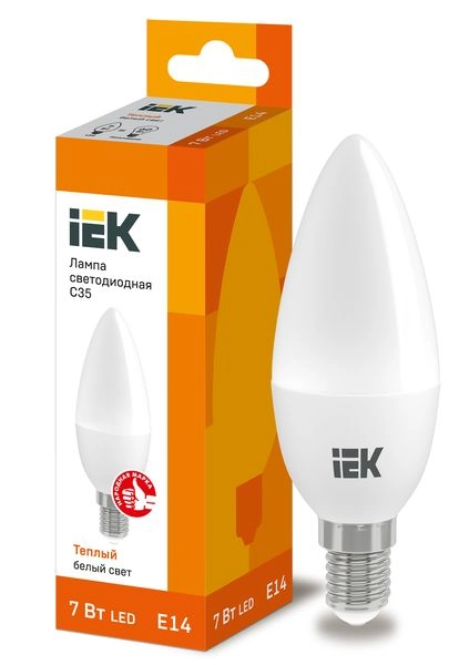 Лампа светодиод. LED   7W 3000К 630Лм Е14 30т.ч. C35 (112х37) (аналог 60W) ECO свеча LLE-C35-7-230-30-E14 Лампа светодиод. LED   7W 3000К 630Лм Е14 30т.ч. C35 (112х37) (аналог 60W) ECO свеча LLE-C35-7-230-30-E14 в каталоге ЮгКабель