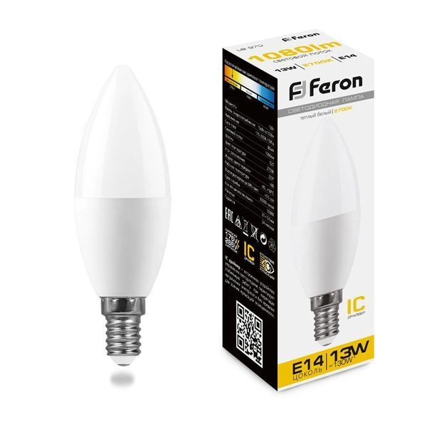 Лампа светодиод. LED 13W 2700К 1080Лм Е14 30т.ч. C37 (121х37) (аналог 120W) LB-970 свеча 38107 Лампа светодиод. LED 13W 2700К 1080Лм Е14 30т.ч. C37 (121х37) (аналог 120W) LB-970 свеча 38107 в каталоге ЮгКабель