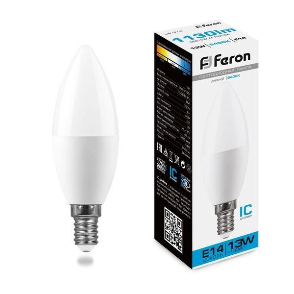 Лампа светодиод. LED 13W 6400К 1130Лм Е14 30т.ч. C37 (121х37) (аналог 120W) LB-970 свеча 38109 Лампа светодиод. LED 13W 6400К 1130Лм Е14 30т.ч. C37 (121х37) (аналог 120W) LB-970 свеча 38109 в каталоге ЮгКабель