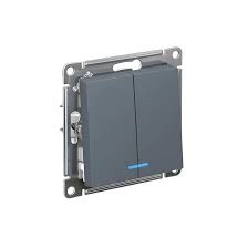 ATLASDESIGN 2-клавишный ВЫКЛЮЧАТЕЛЬ с подсветкой, сх.5а, 10АХ, механизм, СТАЛЬ ATN000953 в каталоге ЮгКабель