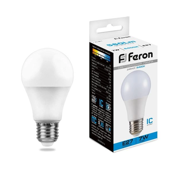 Лампа светодиод. LED   7W 6400К 560Лм Е27 30т.ч. А60 (108х60) (аналог 70W) LB-91 IC 25446 Лампа светодиод. LED   7W 6400К 560Лм Е27 30т.ч. А60 (108х60) (аналог 70W) LB-91 IC 25446 в каталоге ЮгКабель