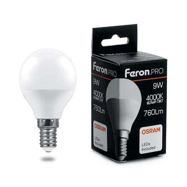 Лампа светодиод. LED  9W 4000К 760Лм Е14 30т.ч. G45 (92х45) (аналог 75W) шар LB-1409 OSRAM LED 38078 Лампа светодиод. LED  9W 4000К 760Лм Е14 30т.ч. G45 (92х45) (аналог 75W) шар LB-1409 OSRAM LED 38078 в каталоге ЮгКабель
