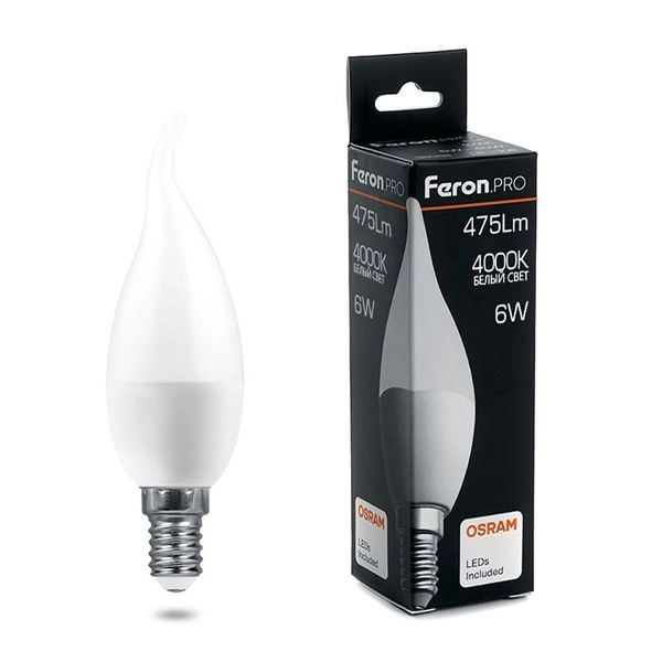 Лампа светодиод. LED   6W 4000К 475Лм Е14 30т.ч. C37T (124х37) (ан-г 40W) св на ветру LB-1306 OSRAM 38048 Лампа светодиод. LED   6W 4000К 475Лм Е14 30т.ч. C37T (124х37) (ан-г 40W) св на ветру LB-1306 OSRAM 38048 в каталоге ЮгКабель