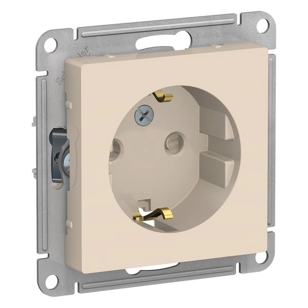 Розетка СП 1-м c з/к с шторк. механизм (бежевый) Atlas ATN000245 в каталоге ЮгКабель