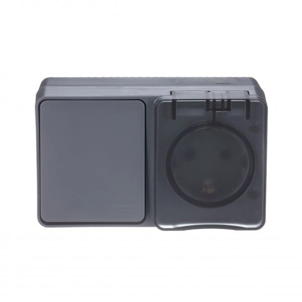 Блок ОП розетка 16А 250В с заземл. защ. шторки   1-кл. выключатель 10А IP54 антрацит Profi54 ATN544070 в каталоге ЮгКабель