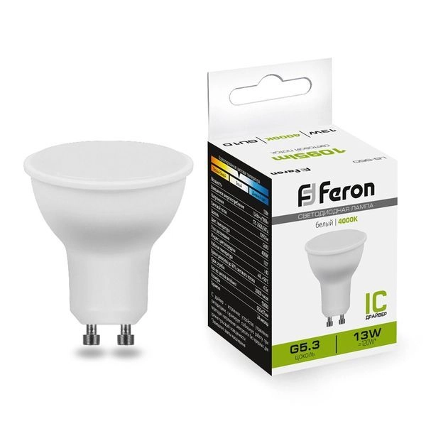 Лампа светодиод. LED 13W 4000К 1095Лм MR16 GU10 30т.ч. 220V (57х50) (аналог 120W) LB-960 38192 Лампа светодиод. LED 13W 4000К 1095Лм MR16 GU10 30т.ч. 220V (57х50) (аналог 120W) LB-960 38192 в каталоге ЮгКабель