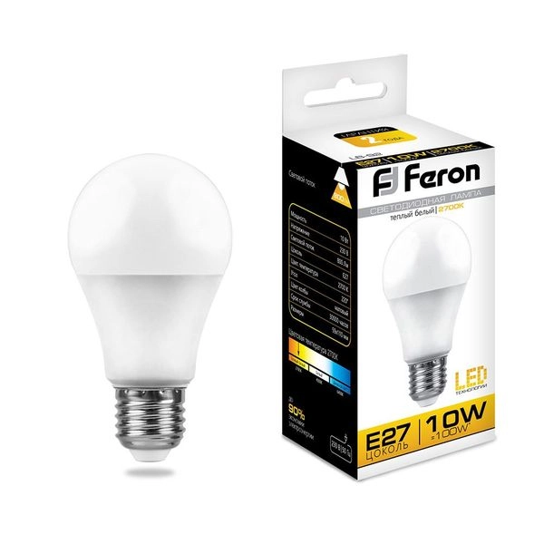 Лампа светодиод. LED 10W 2700К 800Лм Е27 30т.ч. А60 (106х60) (аналог 100W) LB-92 IC 25457 Лампа светодиод. LED 10W 2700К 800Лм Е27 30т.ч. А60 (106х60) (аналог 100W) LB-92 IC 25457 в каталоге ЮгКабель