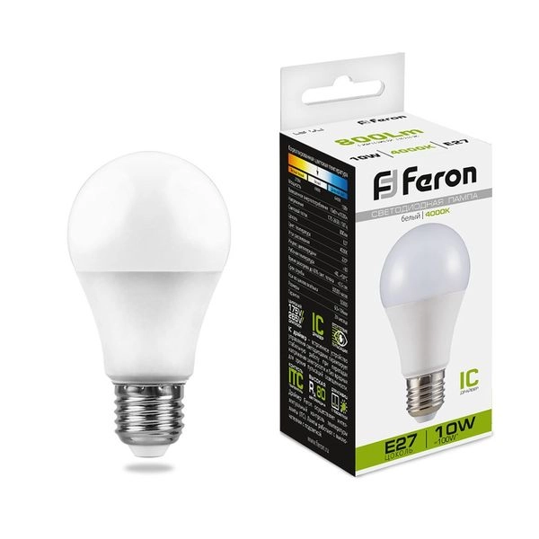 Лампа светодиод. LED 10W 4000К 800Лм Е27 30т.ч. А60 (106х60) (аналог 100W) LB-92 IC 25458 Лампа светодиод. LED 10W 4000К 800Лм Е27 30т.ч. А60 (106х60) (аналог 100W) LB-92 IC 25458 в каталоге ЮгКабель