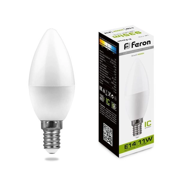 Лампа светодиод. LED 11W 4000К 935Лм Е14 30т.ч. C35 (114х37) (аналог 110W) LB-770 свеча 25942 Лампа светодиод. LED 11W 4000К 935Лм Е14 30т.ч. C35 (114х37) (аналог 110W) LB-770 свеча 25942 в каталоге ЮгКабель