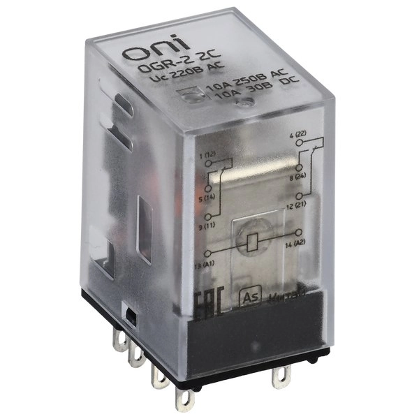 Реле общего назначения OGR-2 2C 220В AC ONI OGR-2-2C-AC220V в каталоге ЮгКабель
