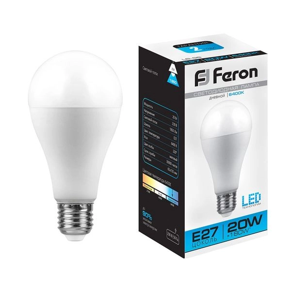 Лампа светодиод. LED 20W 6400К 1850Лм Е27 30т.ч. А65 (135х65) (аналог 150W) LB-98 IC 25789 Лампа светодиод. LED 20W 6400К 1850Лм Е27 30т.ч. А65 (135х65) (аналог 150W) LB-98 IC 25789 в каталоге ЮгКабель