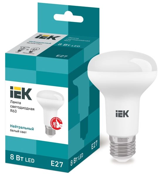 Лампа светодиод. LED 8W 4000К 720Лм Е27 30т.ч. R63 (103х63) (аналог 70W) ECO LLE-R63-8-230-40-E27 Лампа светодиод. LED 8W 4000К 720Лм Е27 30т.ч. R63 (103х63) (аналог 70W) ECO LLE-R63-8-230-40-E27 в каталоге ЮгКабель